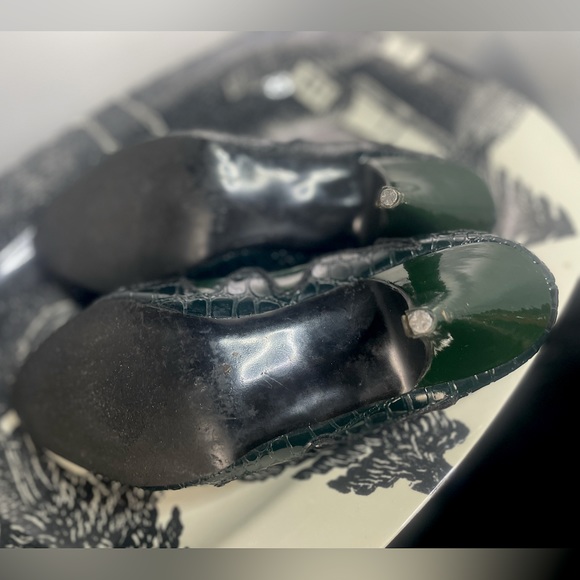 🖤 Vintage 🖤 1980s Marco Dark Forest Green Patent Leather Crocodile Heels - Picture 11 of 11